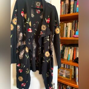 Johnny Was long sweater embroidered with fall colors size L